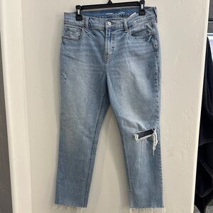Women's Light Blue Distressed Jeans